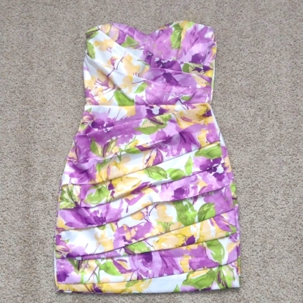 Speechless Strapless Floral Mini Dress